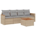 vidaXL Set canapele de grădină cu perne, 5 piese, bej, poliratan
