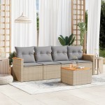 vidaXL Set canapele de grădină cu perne, 5 piese, bej, poliratan