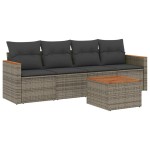 vidaXL Set canapea de grădină cu perne, 5 piese, gri, poliratan vidaXL Set canapea de grădină cu perne, 5 piese, gri, poliratan