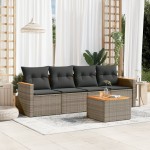 vidaXL Set canapea de grădină cu perne, 5 piese, gri, poliratan vidaXL Set canapea de grădină cu perne, 5 piese, gri, poliratan