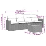 vidaXL Set canapea de grădină cu perne, 5 piese, gri, poliratan vidaXL Set canapea de grădină cu perne, 5 piese, gri, poliratan