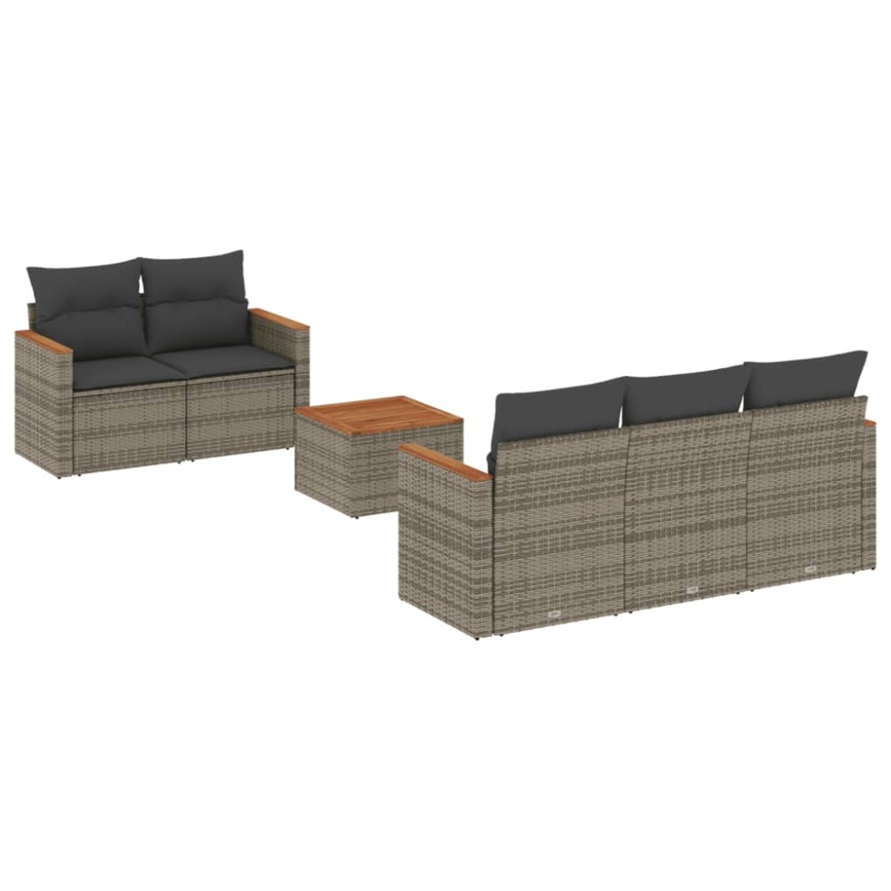 vidaXL Set mobilier grădină cu perne, 6 piese, gri, poliratan