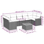 vidaXL Set mobilier de grădină cu perne, 8 piese, negru, poliratan