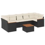vidaXL Set mobilier de grădină cu perne, 8 piese, negru, poliratan