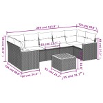 vidaXL Set mobilier de grădină cu perne, 8 piese, negru, poliratan