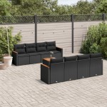 vidaXL Set mobilier de grădină cu perne, 9 piese, negru, poliratan vidaXL Set mobilier de grădină cu perne, 9 piese, negru, poliratan
