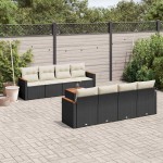 vidaXL Set mobilier de grădină cu perne, 9 piese, negru, poliratan