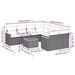 vidaXL Set mobilier de grădină cu perne, 9 piese, negru, poliratan