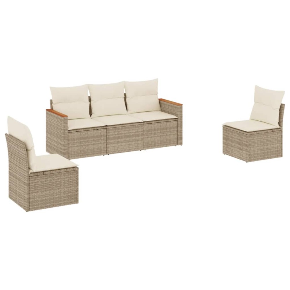 vidaXL Set canapele de grădină cu perne, 5 piese, bej, poliratan