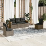 vidaXL Set canapea de grădină cu perne, 5 piese, gri, poliratan vidaXL Set canapea de grădină cu perne, 5 piese, gri, poliratan