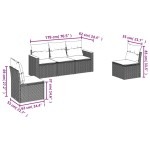 vidaXL Set canapea de grădină cu perne, 5 piese, gri, poliratan vidaXL Set canapea de grădină cu perne, 5 piese, gri, poliratan