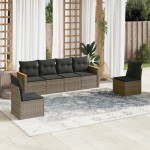 vidaXL Set mobilier grădină cu perne, 6 piese, gri, poliratan vidaXL Set mobilier grădină cu perne, 6 piese, gri, poliratan
