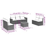 vidaXL Set mobilier de grădină cu perne, 8 piese, negru, poliratan