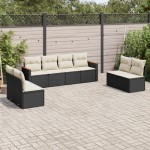 vidaXL Set mobilier de grădină cu perne, 8 piese, negru, poliratan vidaXL Set mobilier de grădină cu perne, 8 piese, negru, poliratan
