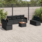 vidaXL Set mobilier de grădină cu perne, 9 piese, negru, poliratan vidaXL Set mobilier de grădină cu perne, 9 piese, negru, poliratan