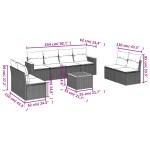vidaXL Set mobilier de grădină cu perne, 9 piese, negru, poliratan vidaXL Set mobilier de grădină cu perne, 9 piese, negru, poliratan