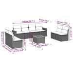 vidaXL Set mobilier de grădină cu perne, 9 piese, negru, poliratan