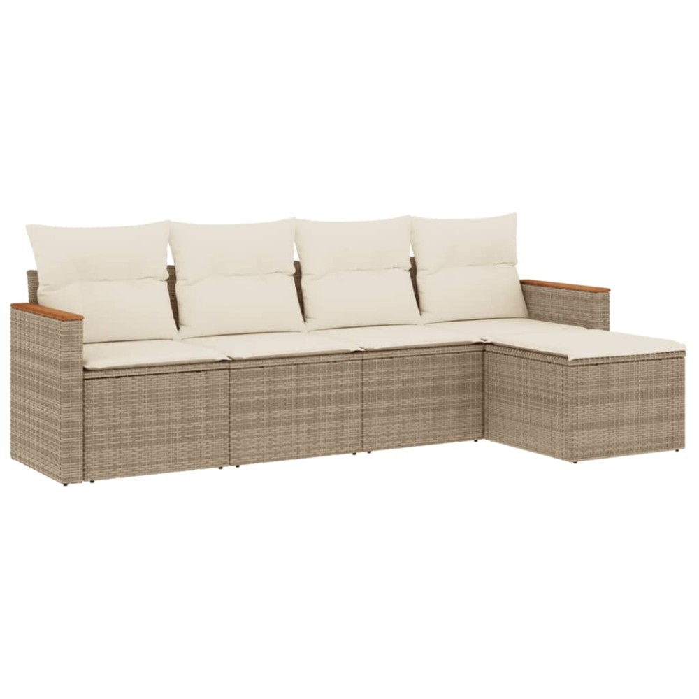 vidaXL Set canapele de grădină cu perne, 5 piese, bej, poliratan