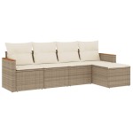 vidaXL Set canapele de grădină cu perne, 5 piese, bej, poliratan