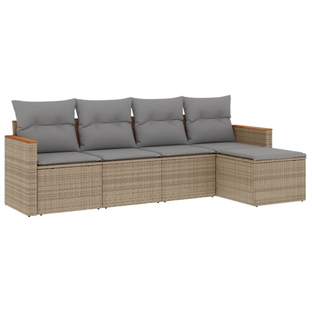 vidaXL Set canapele de grădină cu perne, 5 piese, bej, poliratan