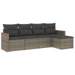 vidaXL Set canapea de grădină cu perne, 5 piese, gri, poliratan vidaXL Set canapea de grădină cu perne, 5 piese, gri, poliratan