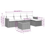 vidaXL Set mobilier grădină cu perne, 6 piese, gri, poliratan