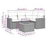 vidaXL Set canapea de grădină cu perne, 5 piese, gri, poliratan vidaXL Set canapea de grădină cu perne, 5 piese, gri, poliratan