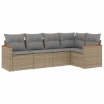 vidaXL Set canapele de grădină cu perne, 5 piese, bej, poliratan vidaXL Set canapele de grădină cu perne, 5 piese, bej, poliratan