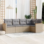 vidaXL Set canapele de grădină cu perne, 5 piese, bej, poliratan vidaXL Set canapele de grădină cu perne, 5 piese, bej, poliratan
