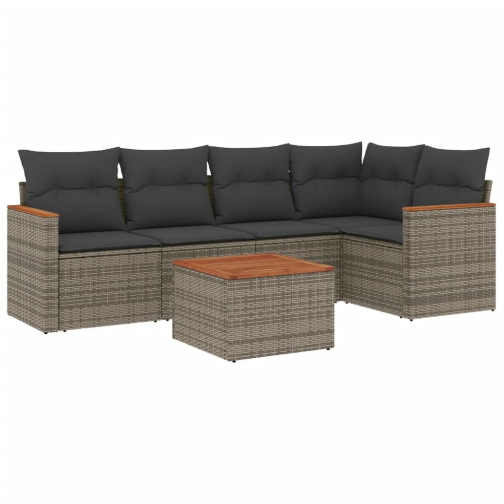 vidaXL Set mobilier grădină cu perne, 6 piese, gri, poliratan