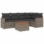 vidaXL Set mobilier grădină cu perne, 6 piese, gri, poliratan
