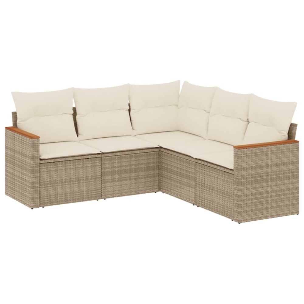 vidaXL Set canapele de grădină cu perne, 5 piese, bej, poliratan