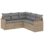 vidaXL Set canapele de grădină cu perne, 5 piese, bej, poliratan
