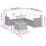 vidaXL Set mobilier grădină cu perne, 6 piese, gri, poliratan