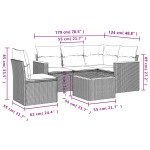 vidaXL Set mobilier grădină cu perne, 6 piese, gri, poliratan