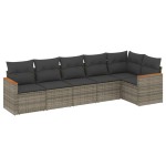 vidaXL Set mobilier grădină cu perne, 6 piese, gri, poliratan