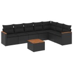 vidaXL Set mobilier de grădină cu perne, 8 piese, negru, poliratan vidaXL Set mobilier de grădină cu perne, 8 piese, negru, poliratan