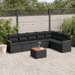 vidaXL Set mobilier de grădină cu perne, 8 piese, negru, poliratan vidaXL Set mobilier de grădină cu perne, 8 piese, negru, poliratan