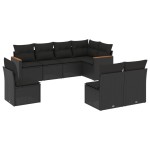 vidaXL Set mobilier de grădină cu perne, 8 piese, negru, poliratan vidaXL Set mobilier de grădină cu perne, 8 piese, negru, poliratan