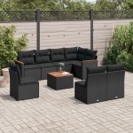 vidaXL Set mobilier de grădină cu perne, 9 piese, negru, poliratan vidaXL Set mobilier de grădină cu perne, 9 piese, negru, poliratan