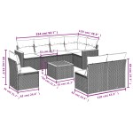 vidaXL Set mobilier de grădină cu perne, 9 piese, negru, poliratan