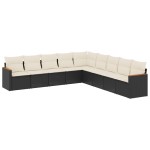 vidaXL Set mobilier de grădină cu perne, 9 piese, negru, poliratan