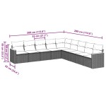 vidaXL Set mobilier de grădină cu perne, 9 piese, negru, poliratan