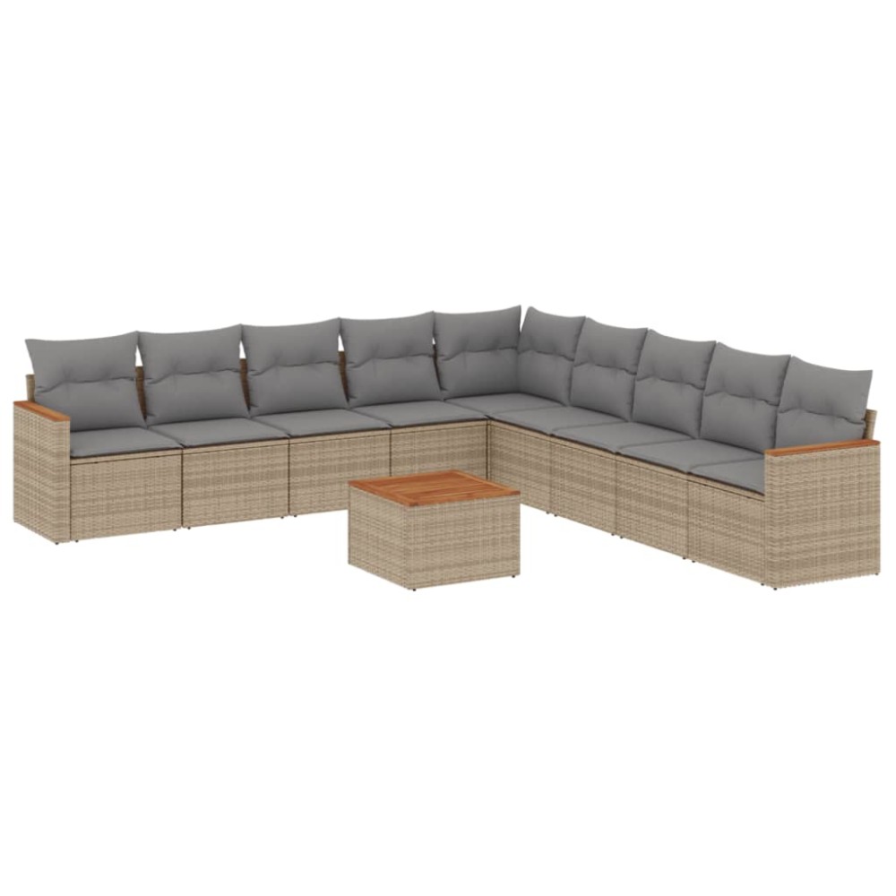vidaXL Set canapele de grădină cu perne, 10 piese, bej, poliratan
