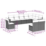 vidaXL Set canapele de grădină cu perne, 10 piese, negru, poliratan