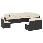 vidaXL Set canapele de grădină cu perne, 10 piese, negru, poliratan