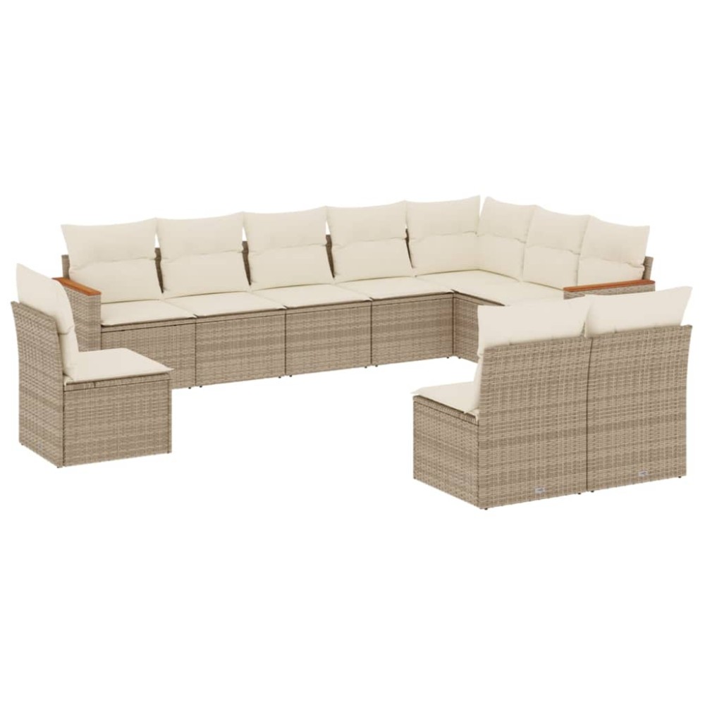 vidaXL Set canapele de grădină cu perne, 10 piese, bej, poliratan