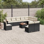 vidaXL Set canapele de grădină cu perne, 11 piese, negru, poliratan vidaXL Set canapele de grădină cu perne, 11 piese, negru, poliratan