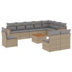 vidaXL Set canapele de grădină cu perne, 11 piese, bej, poliratan