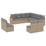 vidaXL Set canapele de grădină cu perne, 11 piese, bej, poliratan
